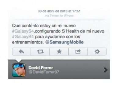 David Ferrer promociona el Galaxy S IV... desde su iPhone